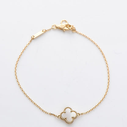Van Cleef & Arpels 18K Yellow Gold Mother of Pearl Sweet Alhambra Bracelet 4 of 7