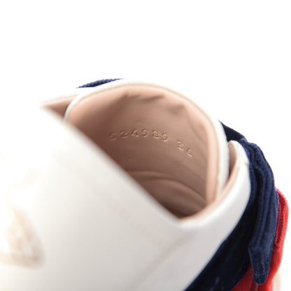 Gucci Calfskin Velvet Womens Bow Ace Sneakers 36 White 10 of 11