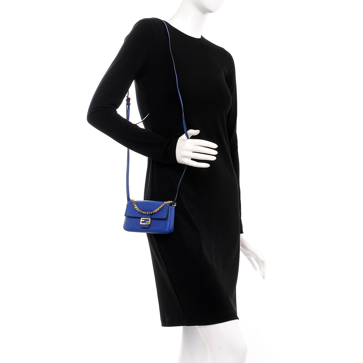 Fendi Shiny Nappa Micro Baguette Blue Neon 2 of 8