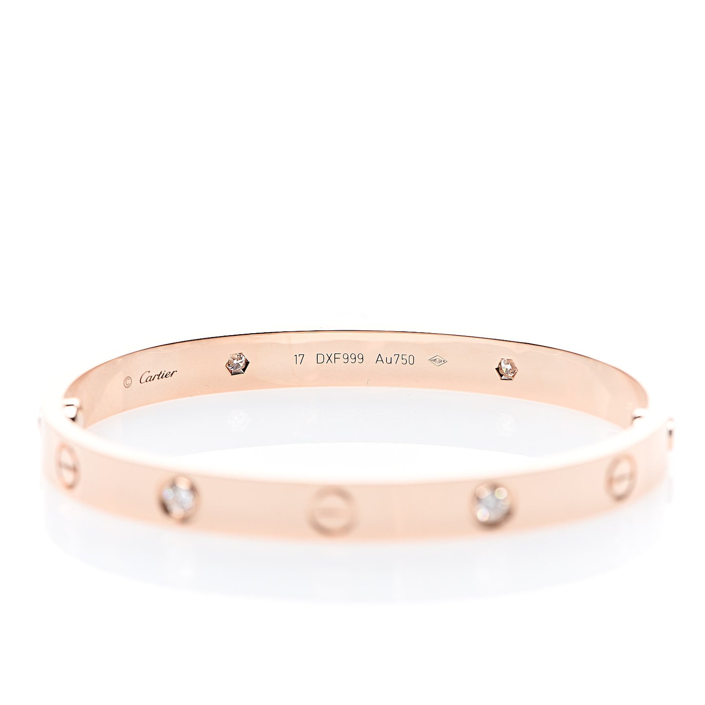 18K Pink Gold 4 Diamond LOVE Bracelet 17