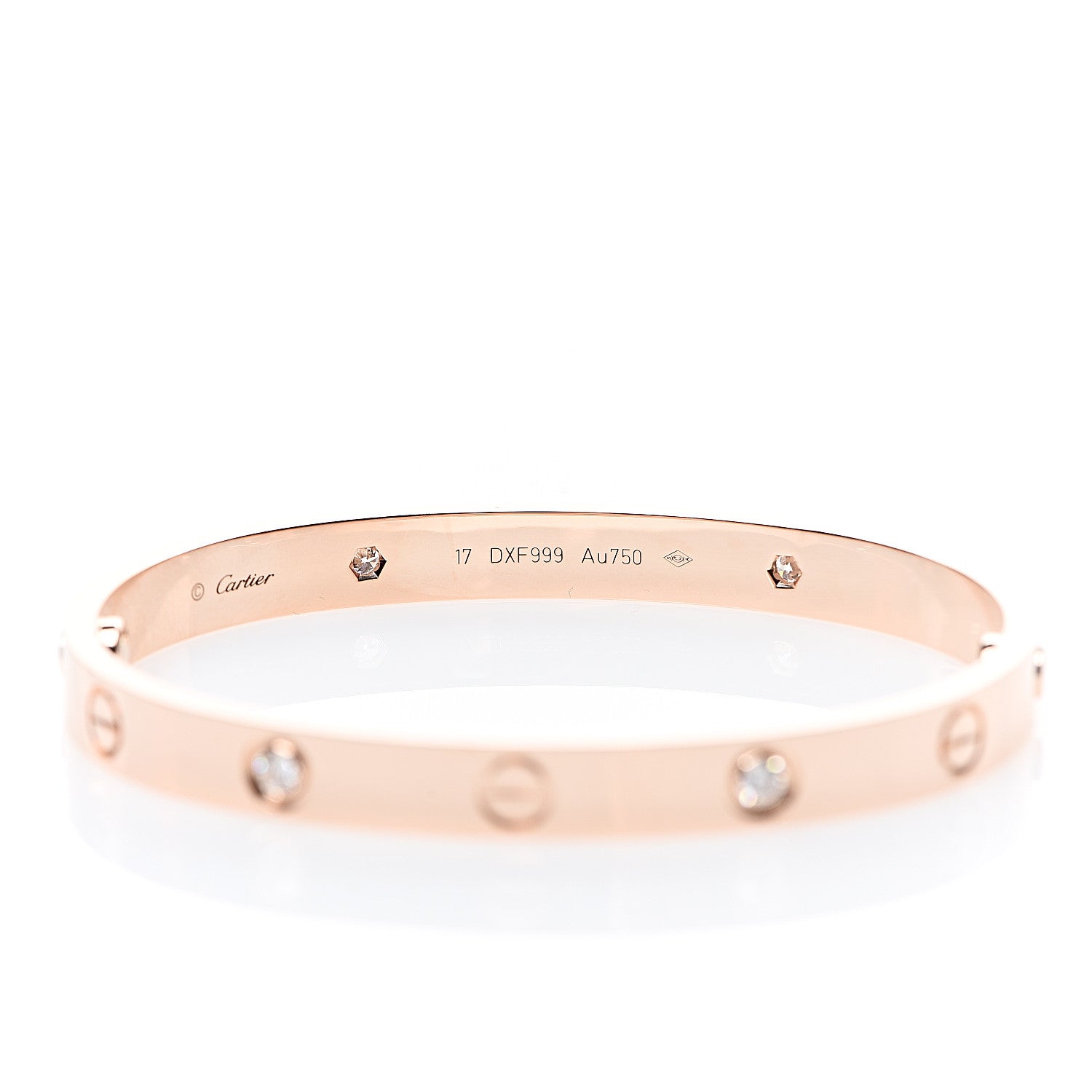 Cartier 18K Pink Gold 4 Diamond LOVE Bracelet 17 3 of 5