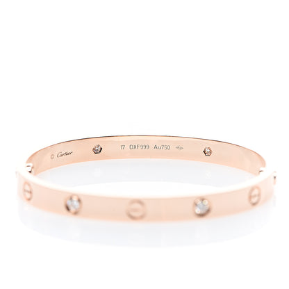 Cartier 18K Pink Gold 4 Diamond LOVE Bracelet 17 3 of 5
