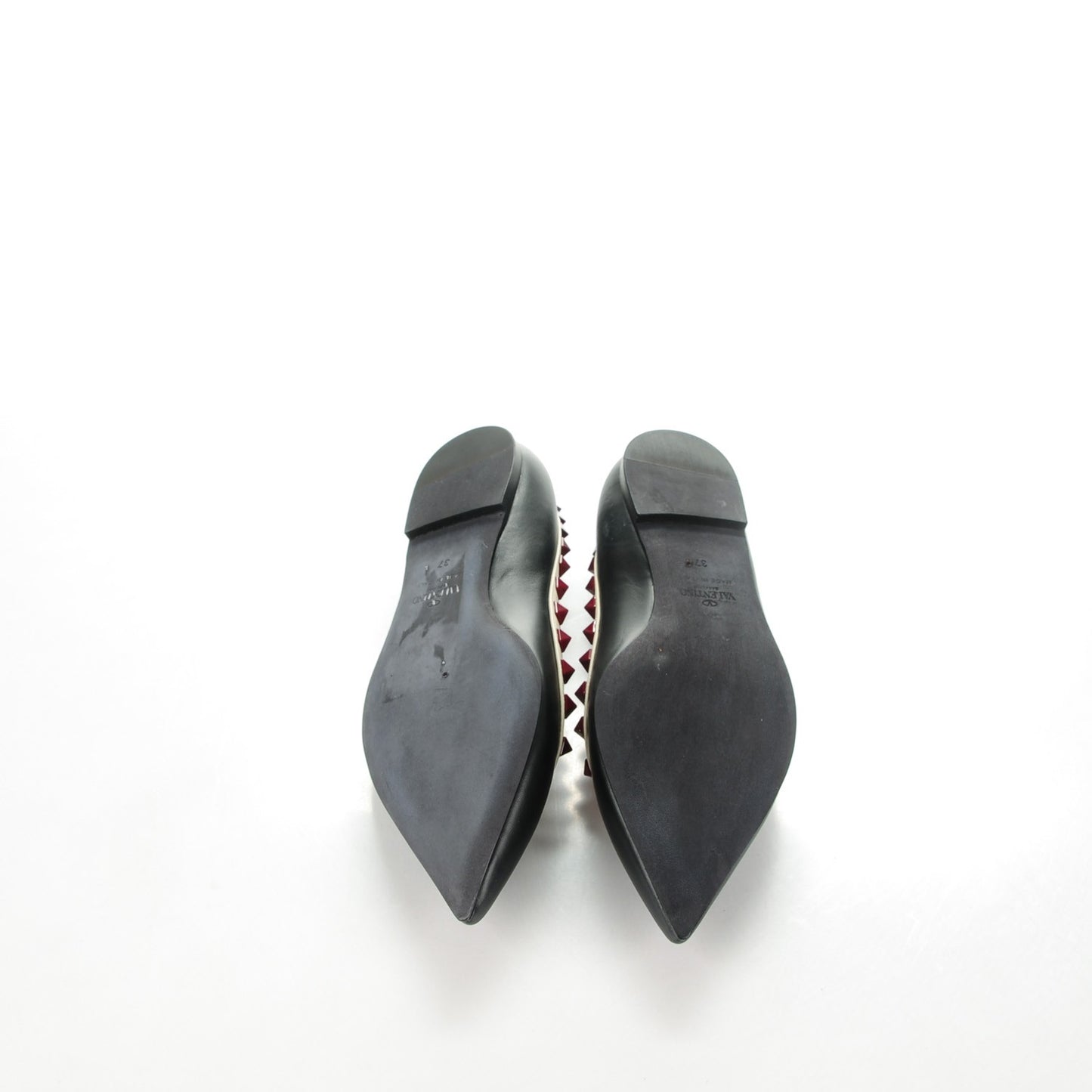 Nappa Lacquered Rockstud Ballerina Flats 37 Black Ivory