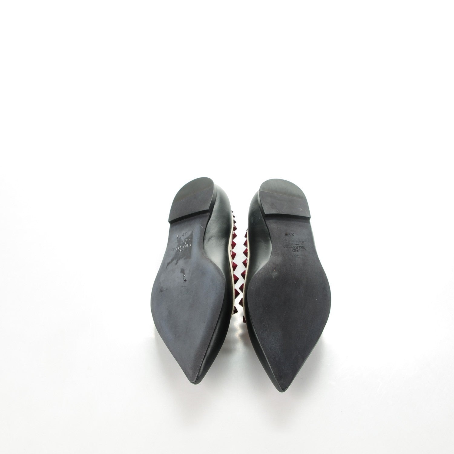 Valentino Garavani Nappa Lacquered Rockstud Ballerina Flats 37 Black Ivory 5 of 9