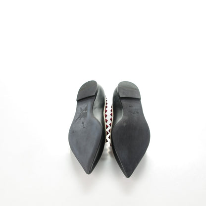 Valentino Garavani Nappa Lacquered Rockstud Ballerina Flats 37 Black Ivory 5 of 9