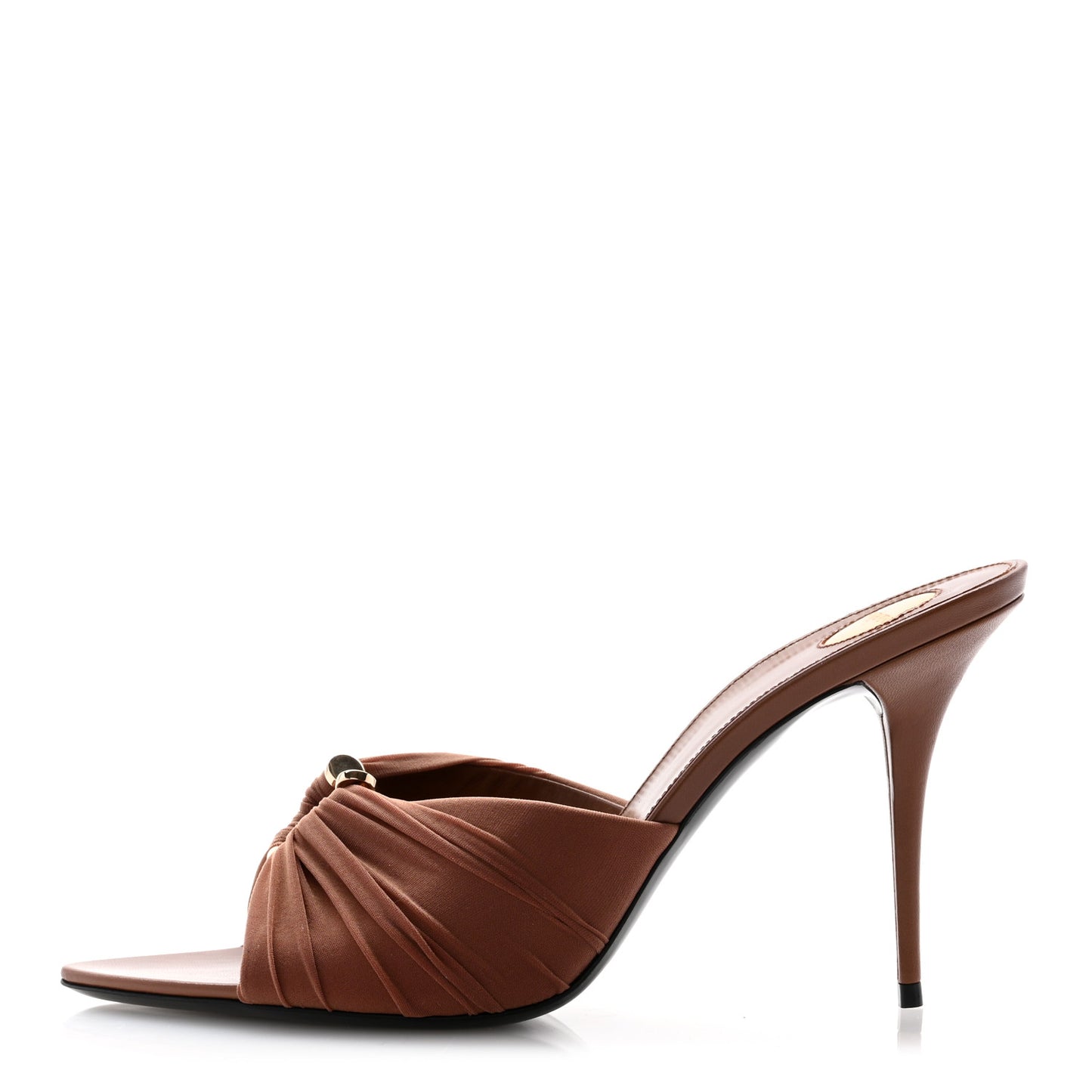 Mesh Calfskin Ruched Lola 90 Mules 40 Dark Cappuccino
