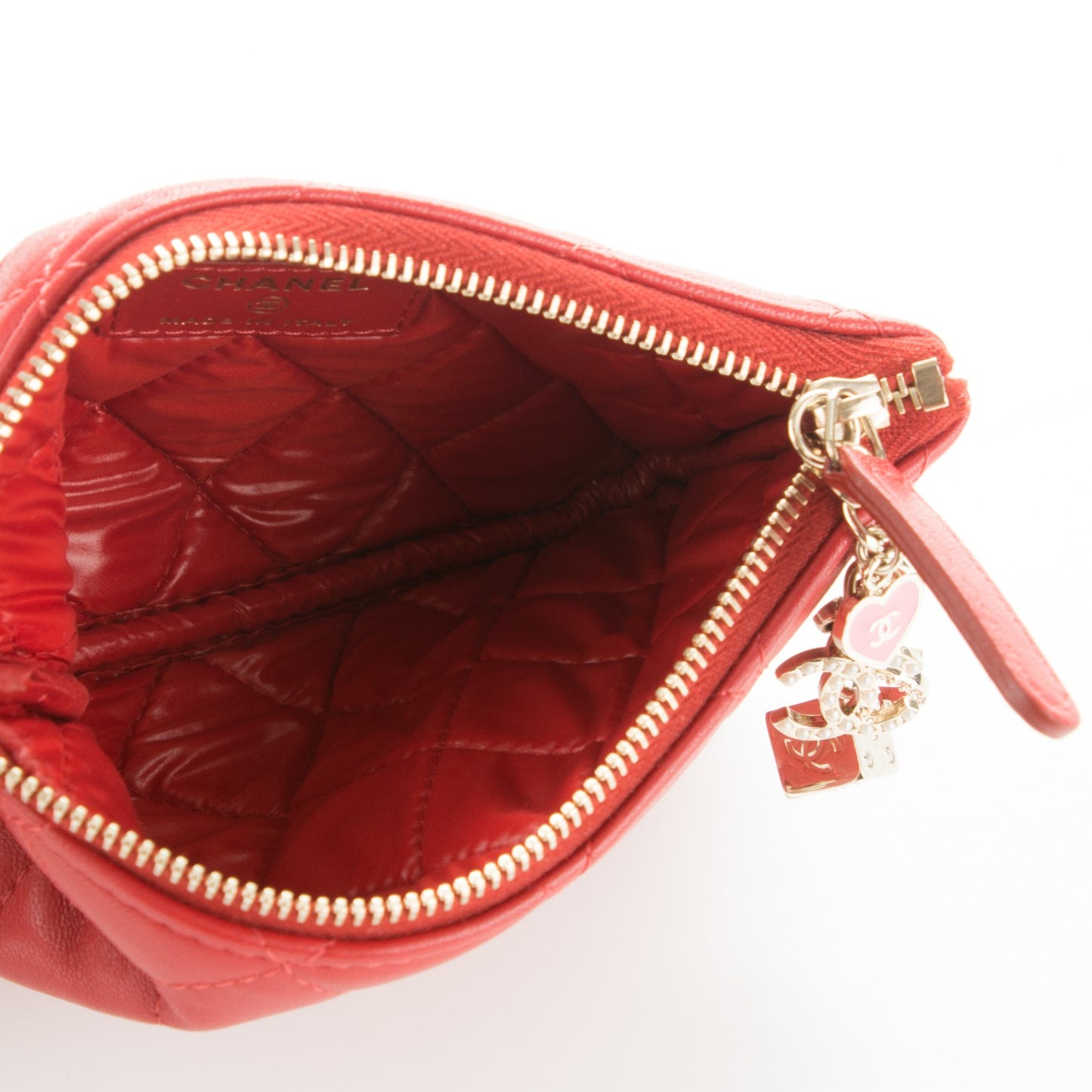 Lambskin Quilted Casino Coin Purse Red