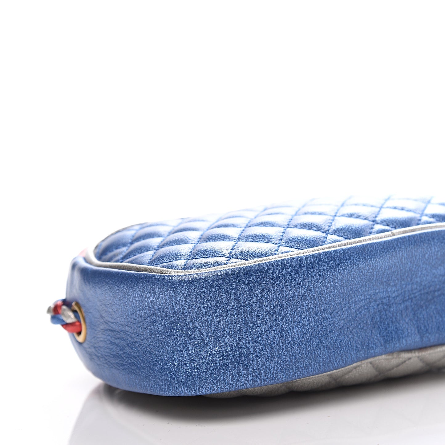 Laminated Nappa Trapuntata Mini Zumi Dome Shoulder Bag Rosso Marine Argento