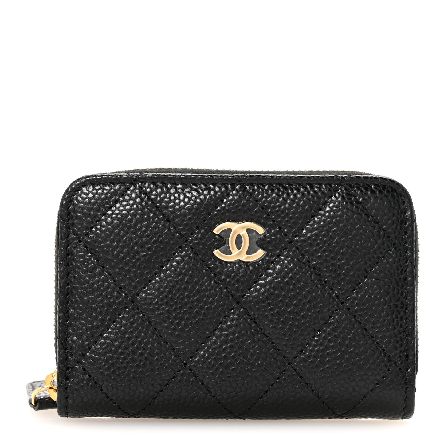 Caviar Quilted Zip Coin Purse Black