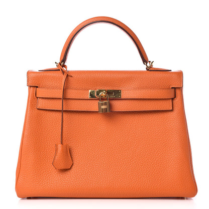 Hermes Taurillon Clemence Kelly Retourne 32 Orange 1 of 8