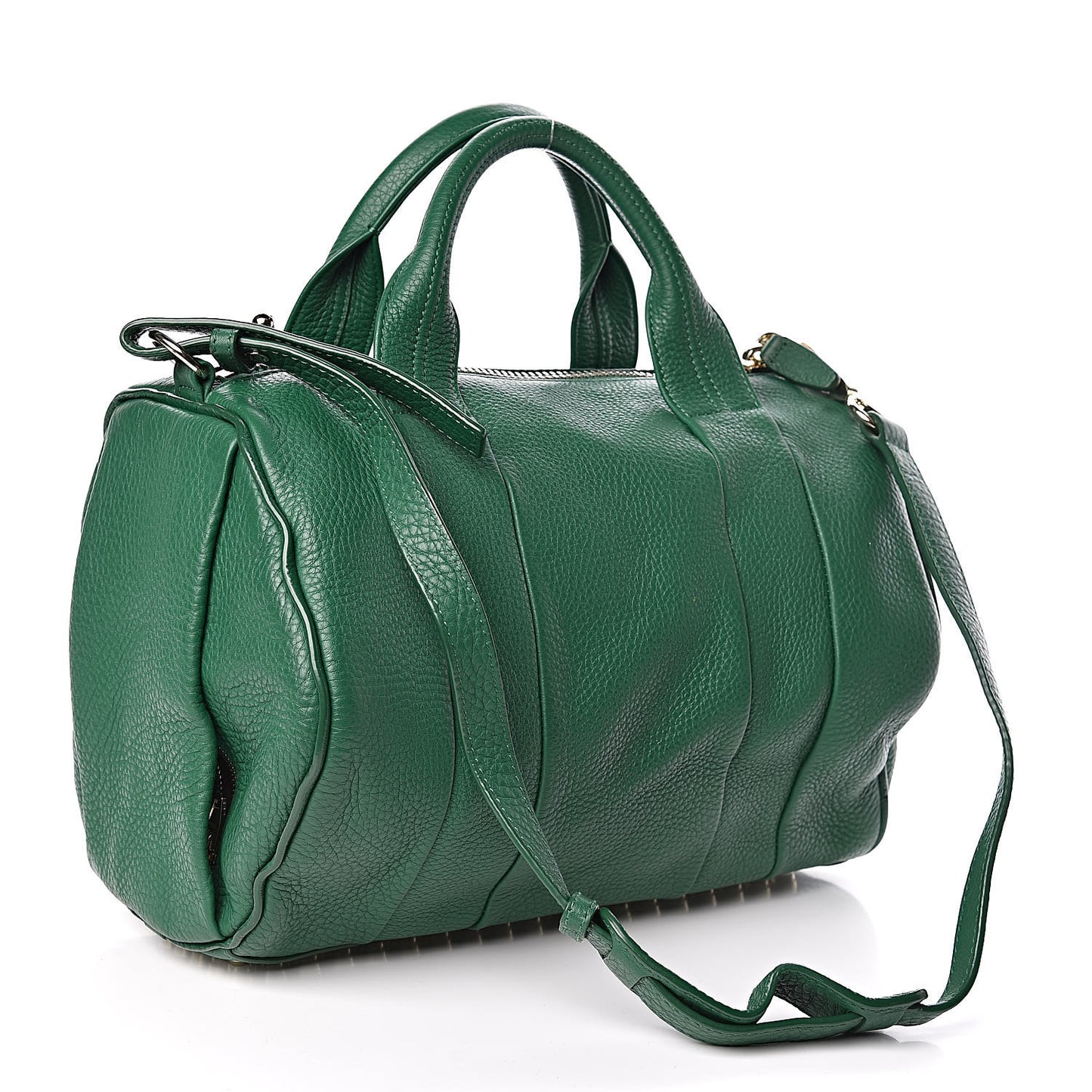 Pebbled Calfskin Rocco Vine Green Gold Hardware