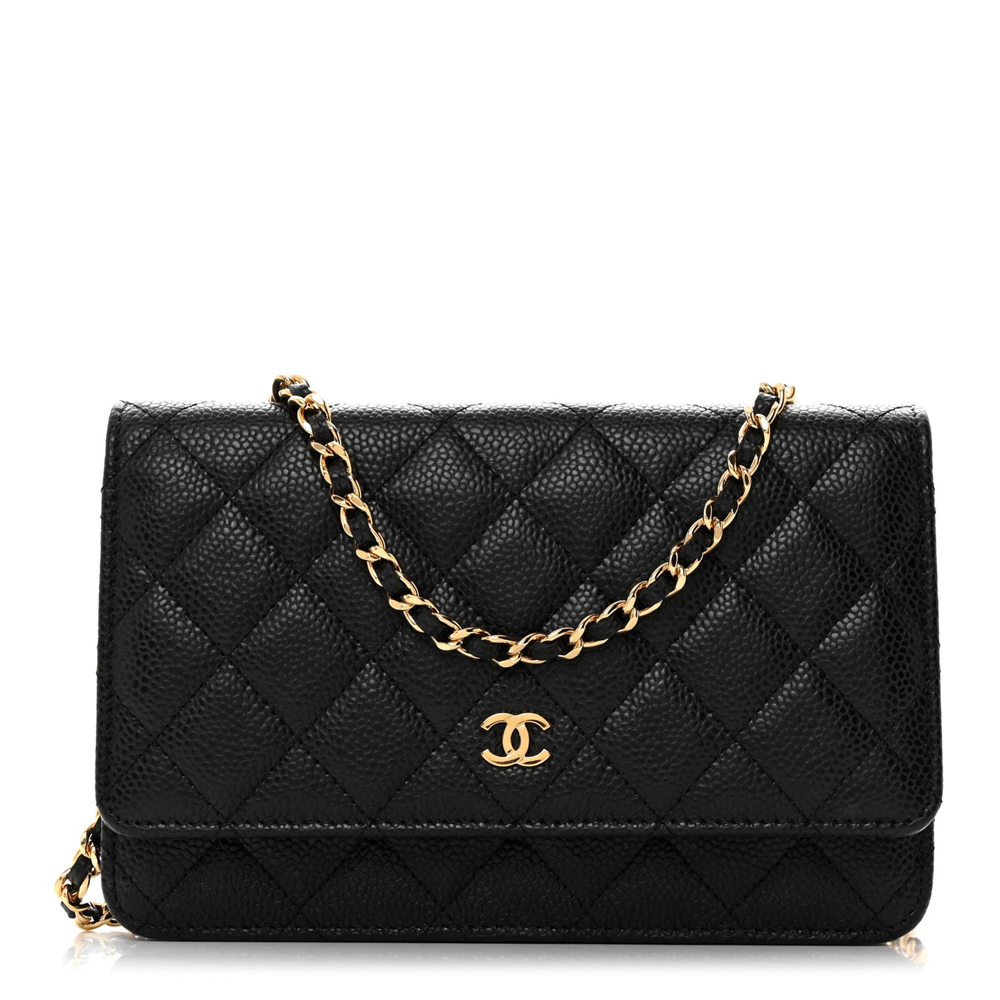 Caviar Quilted Wallet on Chain WOC Black