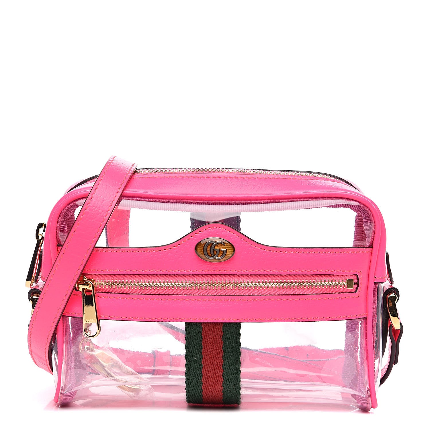 Gucci Vinyl Web Mini Ophidia Transparent Shoulder Bag Fluorescent Fuchsia 1 of 9