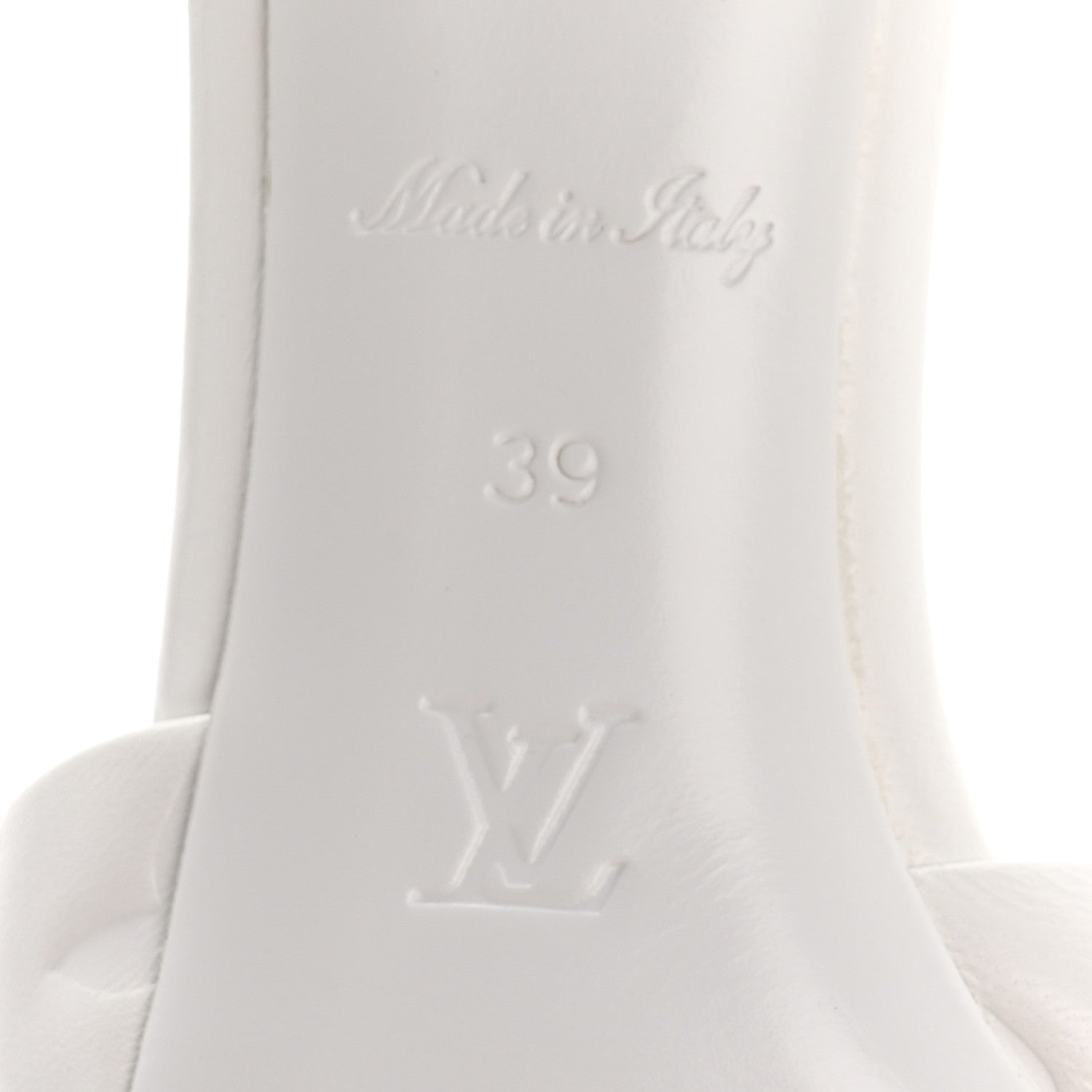 Louis Vuitton Lambskin Embossed Monogram Revival Mid Heel Mules 39 White 7 of 9