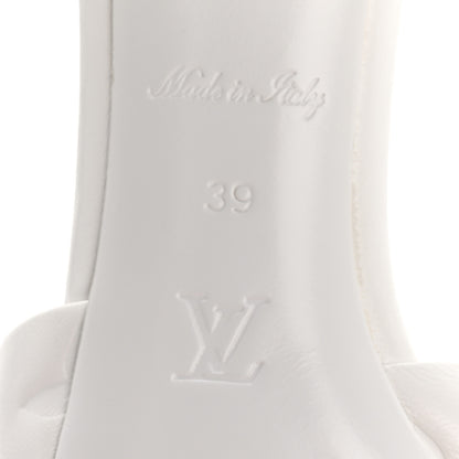 Louis Vuitton Lambskin Embossed Monogram Revival Mid Heel Mules 39 White 7 of 9