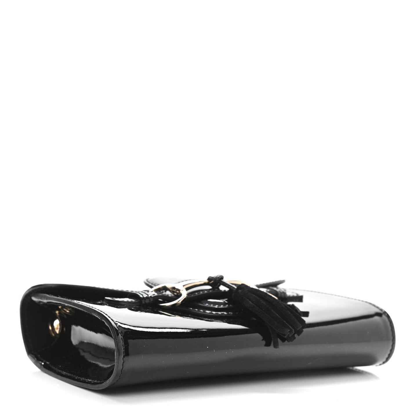 Patent Small Emily Chain Shoulder Bag Black