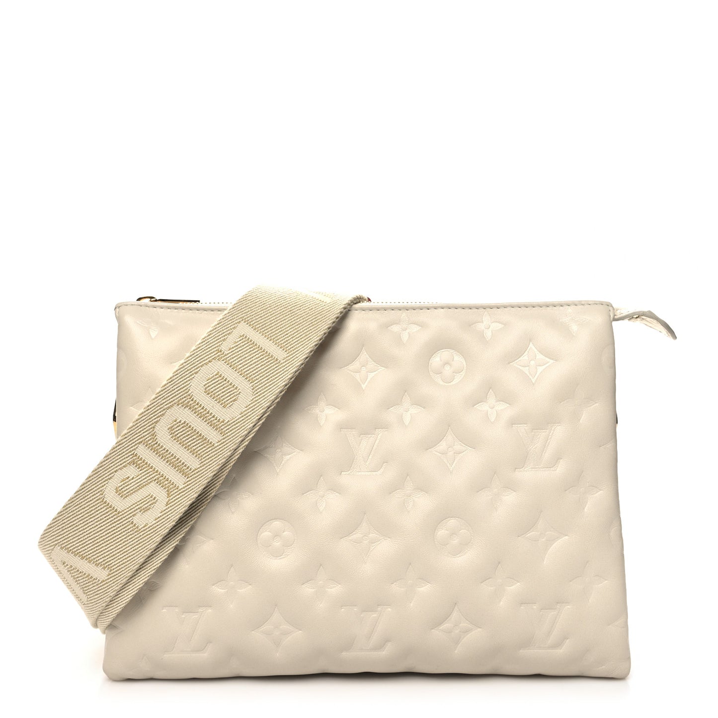Lambskin Embossed Monogram Coussin PM Beige Cream