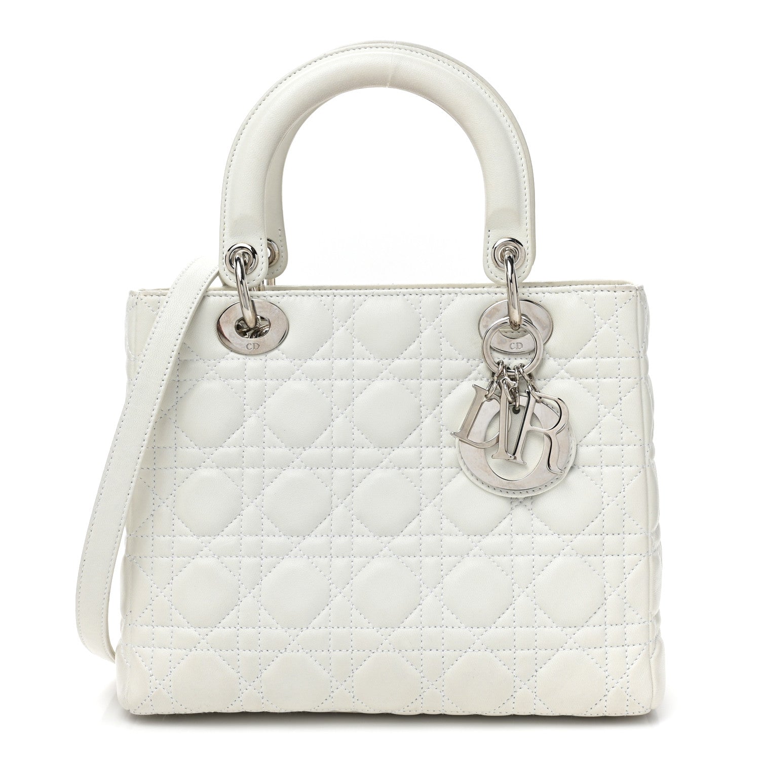 Christian Dior Lambskin Cannage Medium Lady Dior White 1 of 13