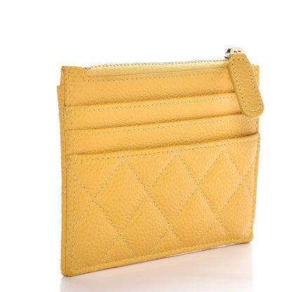 Chanel Caviar Quilted CC Zip Card Holder Yellow 3 of 8