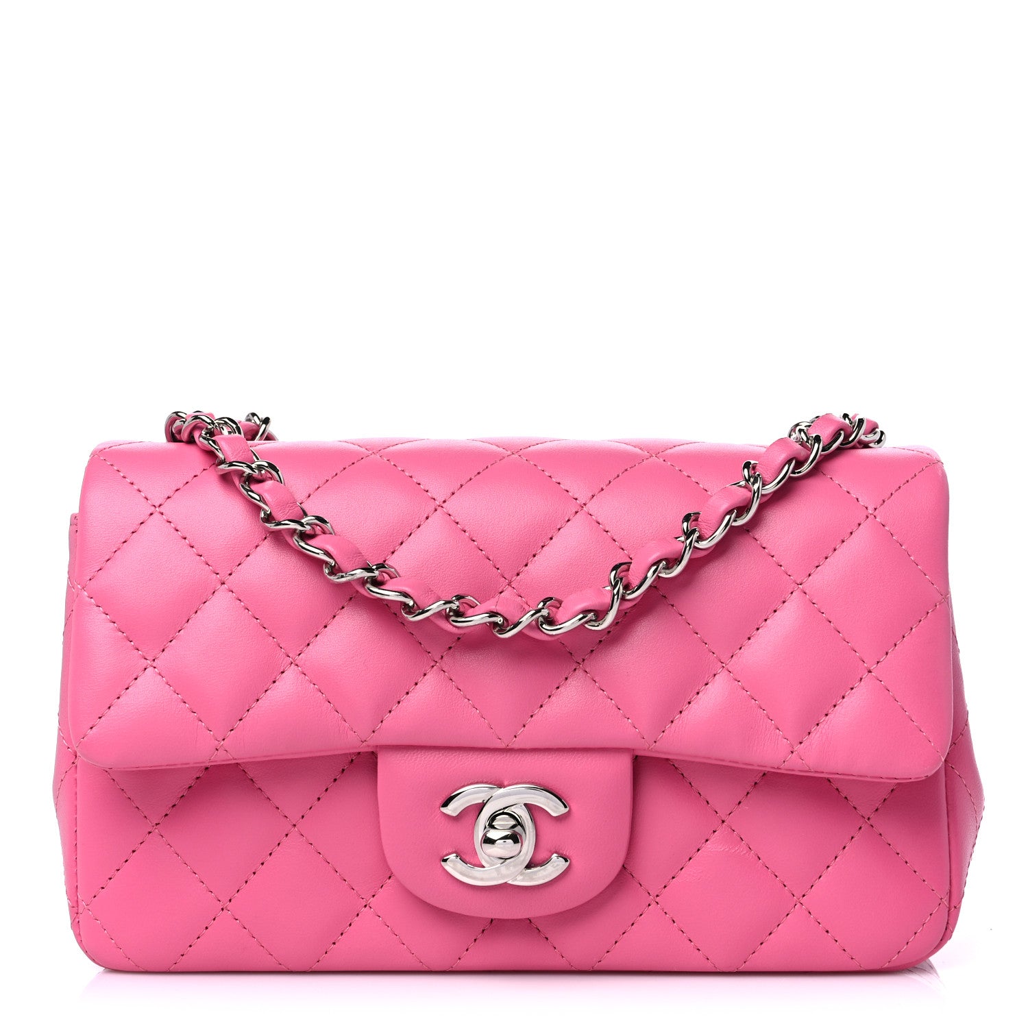 Chanel Lambskin Quilted Mini Rectangular Flap Pink 1 of 10