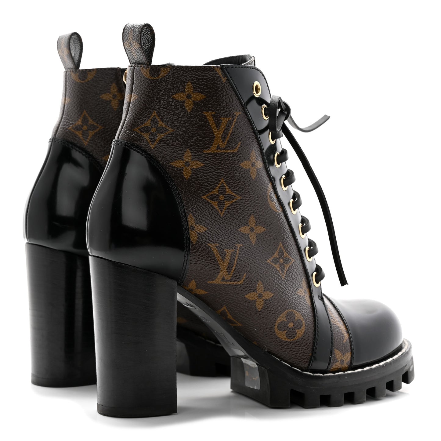 Patent Calfskin Monogram Star Trail Ankle Boots 37.5 Black