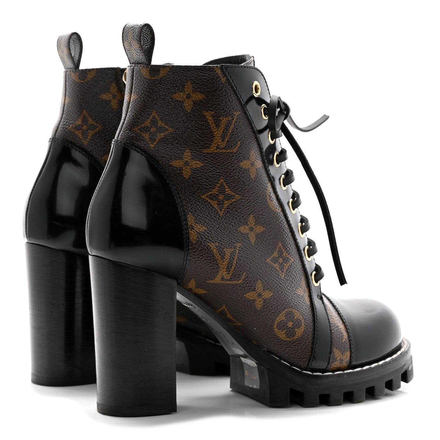 Louis Vuitton Patent Calfskin Monogram Star Trail Ankle Boots 37.5 Black 4 of 8