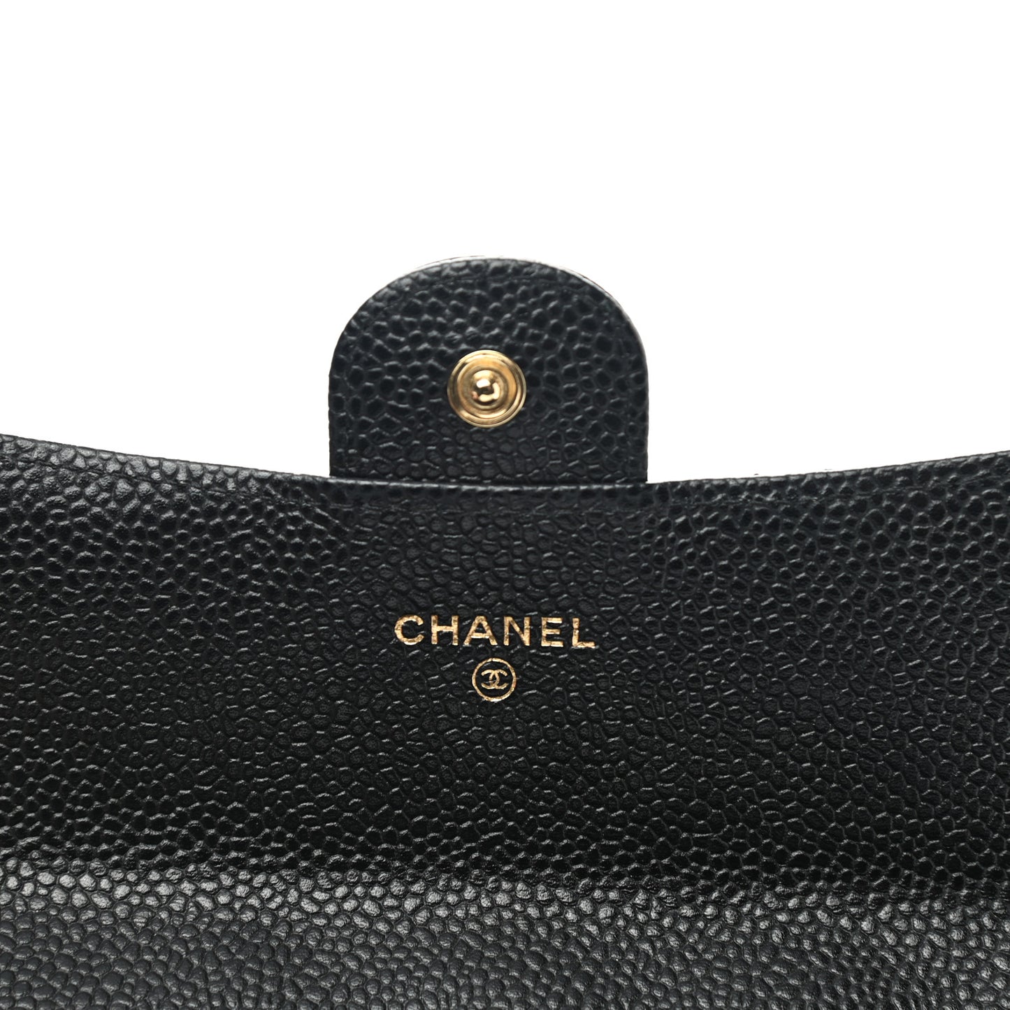 Caviar Quilted Large Gusset Flap Wallet Black