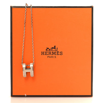 Hermes Lacquered Palladium Pop H Pendant Necklace Marron Glace 6 of 6