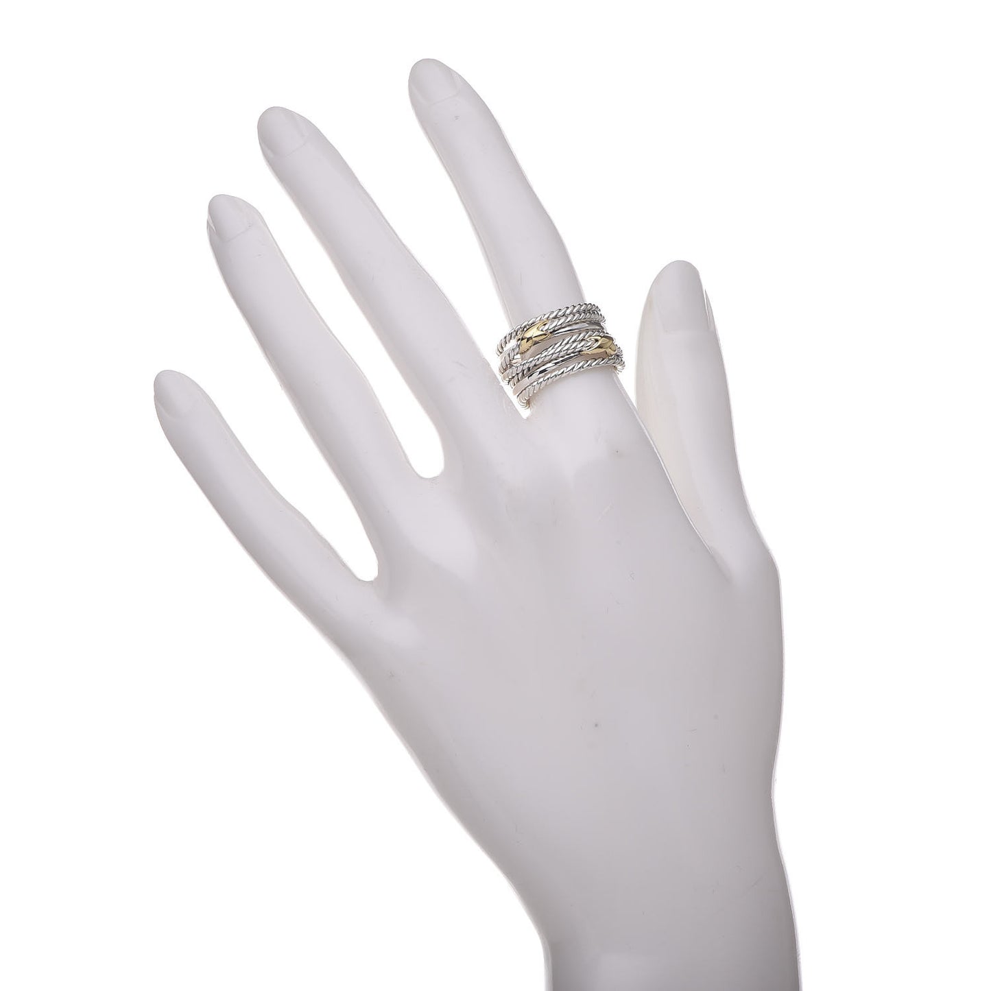 Sterling Silver 18K Yellow Gold Double X Crossover Ring 52 6