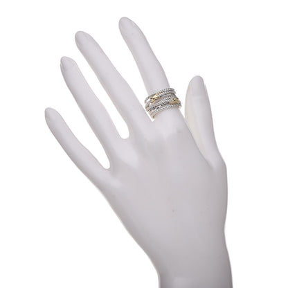 David Yurman Sterling Silver 18K Yellow Gold Double X Crossover Ring 52 6 2 of 4