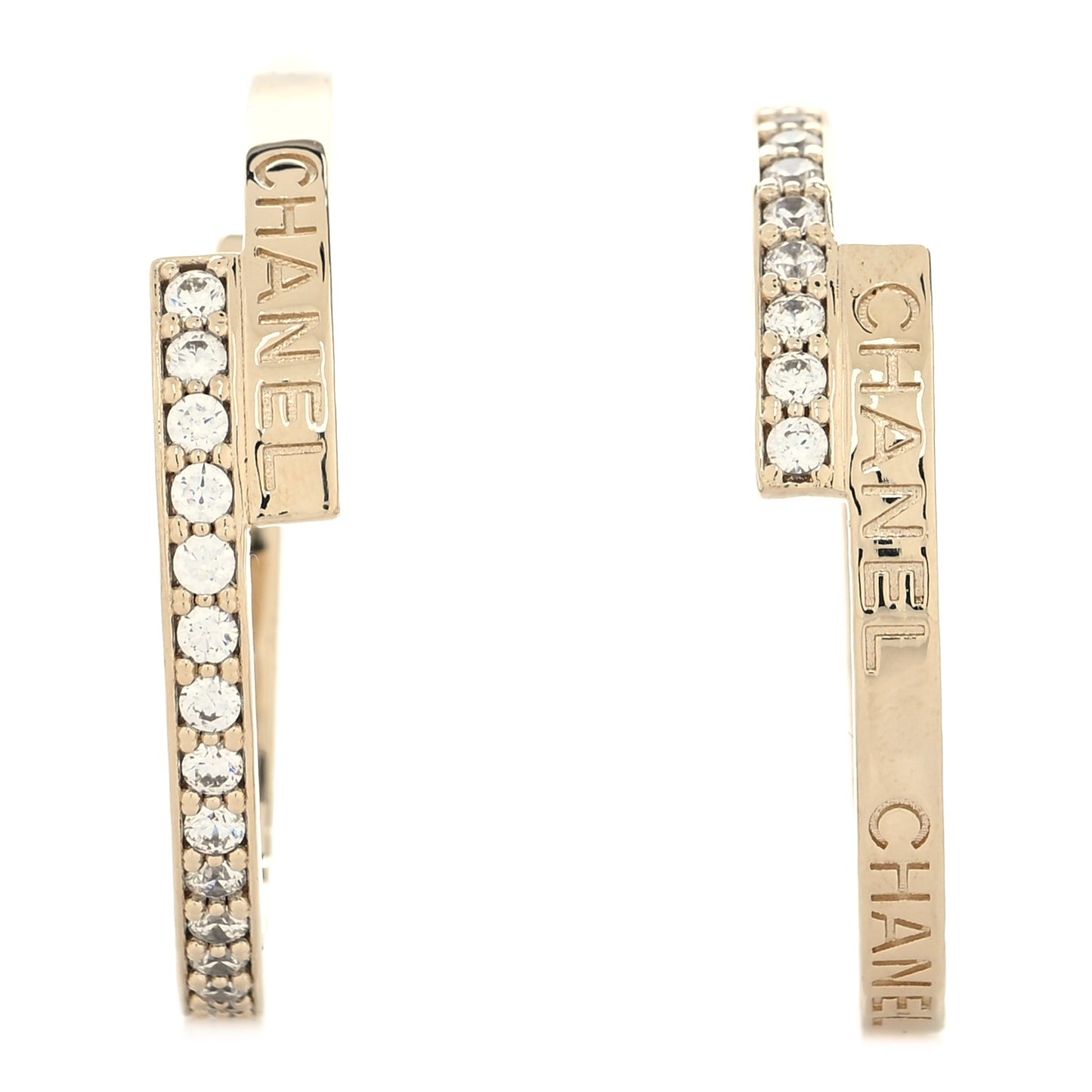 Crystal Logo Hoop Earrings Gold