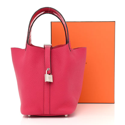 Hermes Taurillon Clemence Matte Alligator Picotin Lock Touch 18 PM Rose Mexico 11 of 11