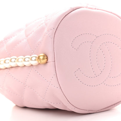 Chanel Calfskin Quilted Pearl Mini About Pearls Drawstring Bucket Light Pink 8 of 9