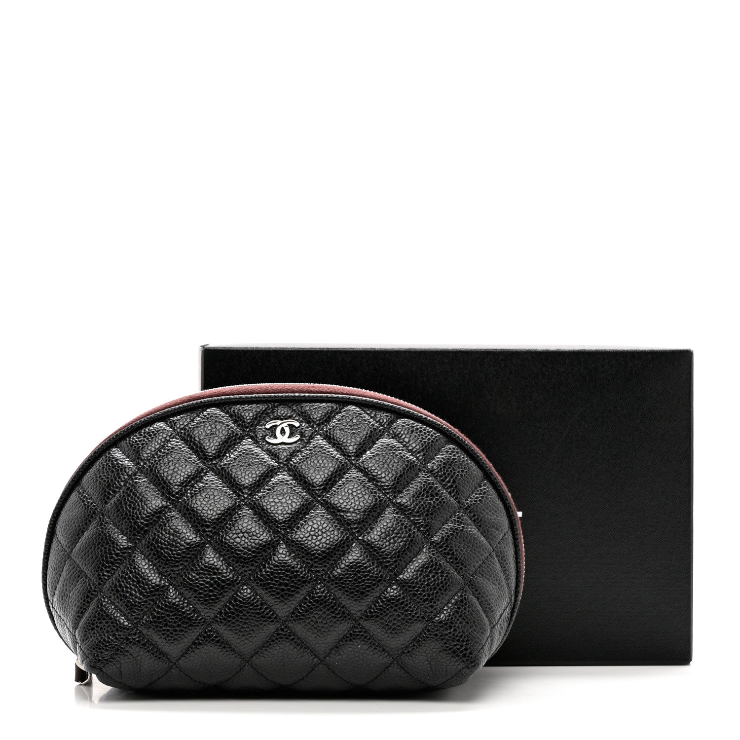 Chanel Caviar Quilted Small Curvy Cosmetic Case Black 8 of 8