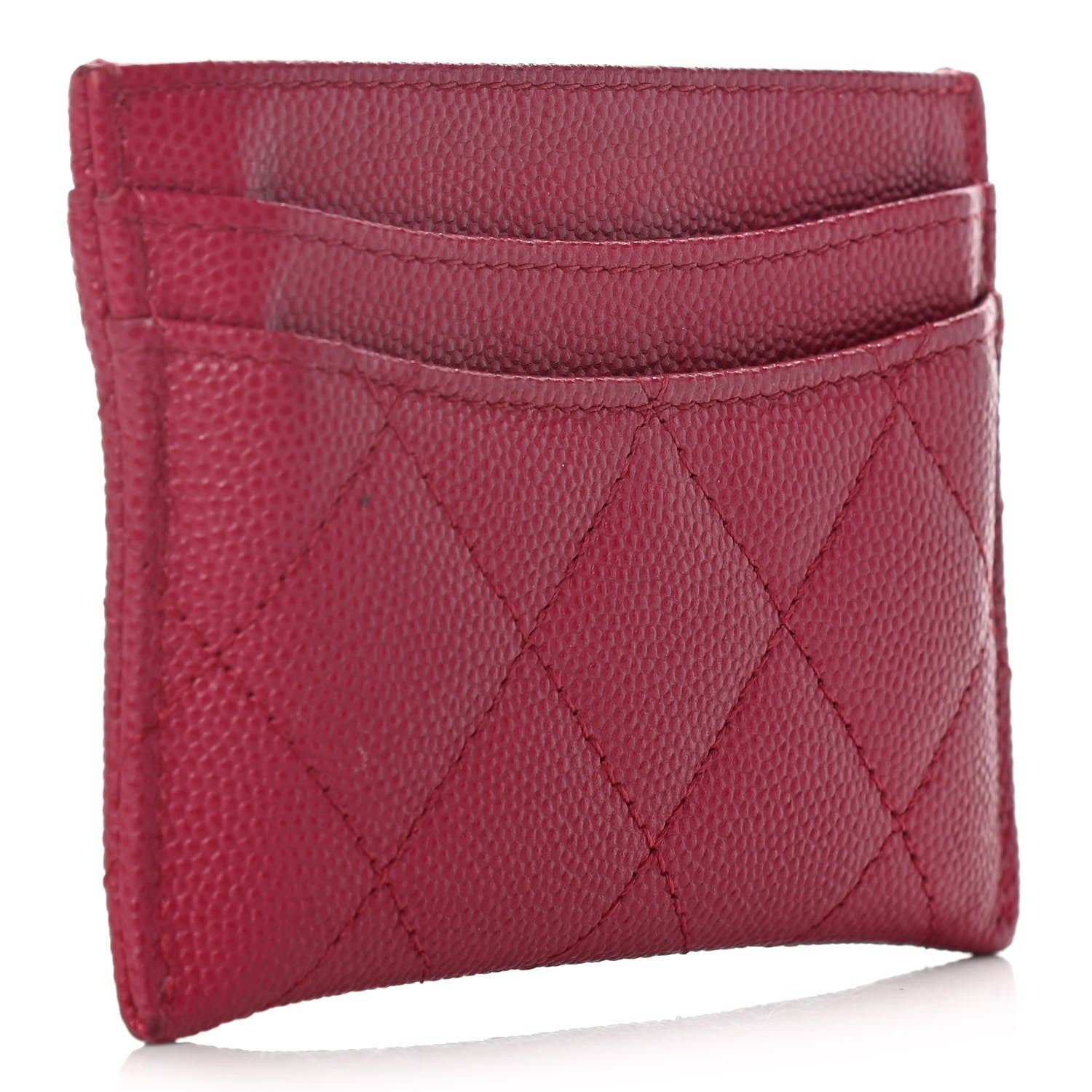 Chanel Caviar Quilted Card Holder Dark Pink 3 of 9