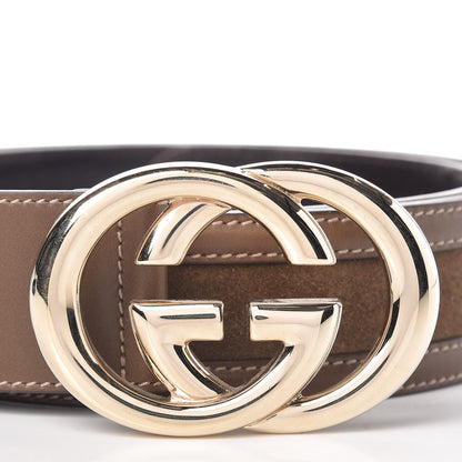 Gucci Calfskin Suede Interlocking G Belt 85 34 Brown 7 of 10
