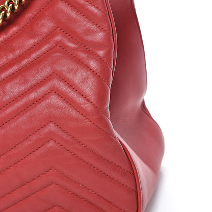 Gucci Calfskin Matelasse Medium GG Marmont Shoulder Tote Bag Hibiscus Red 13 of 16
