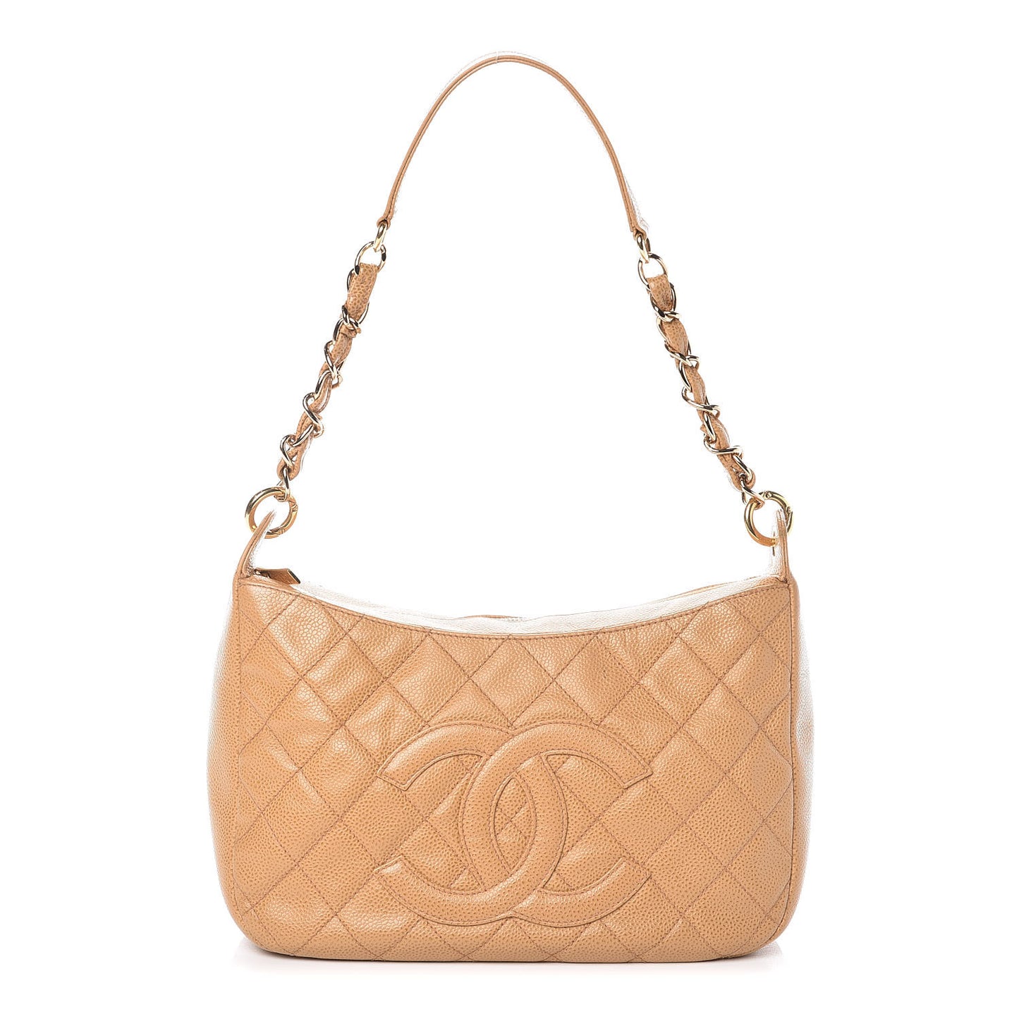 Caviar Quilted Hobo Beige
