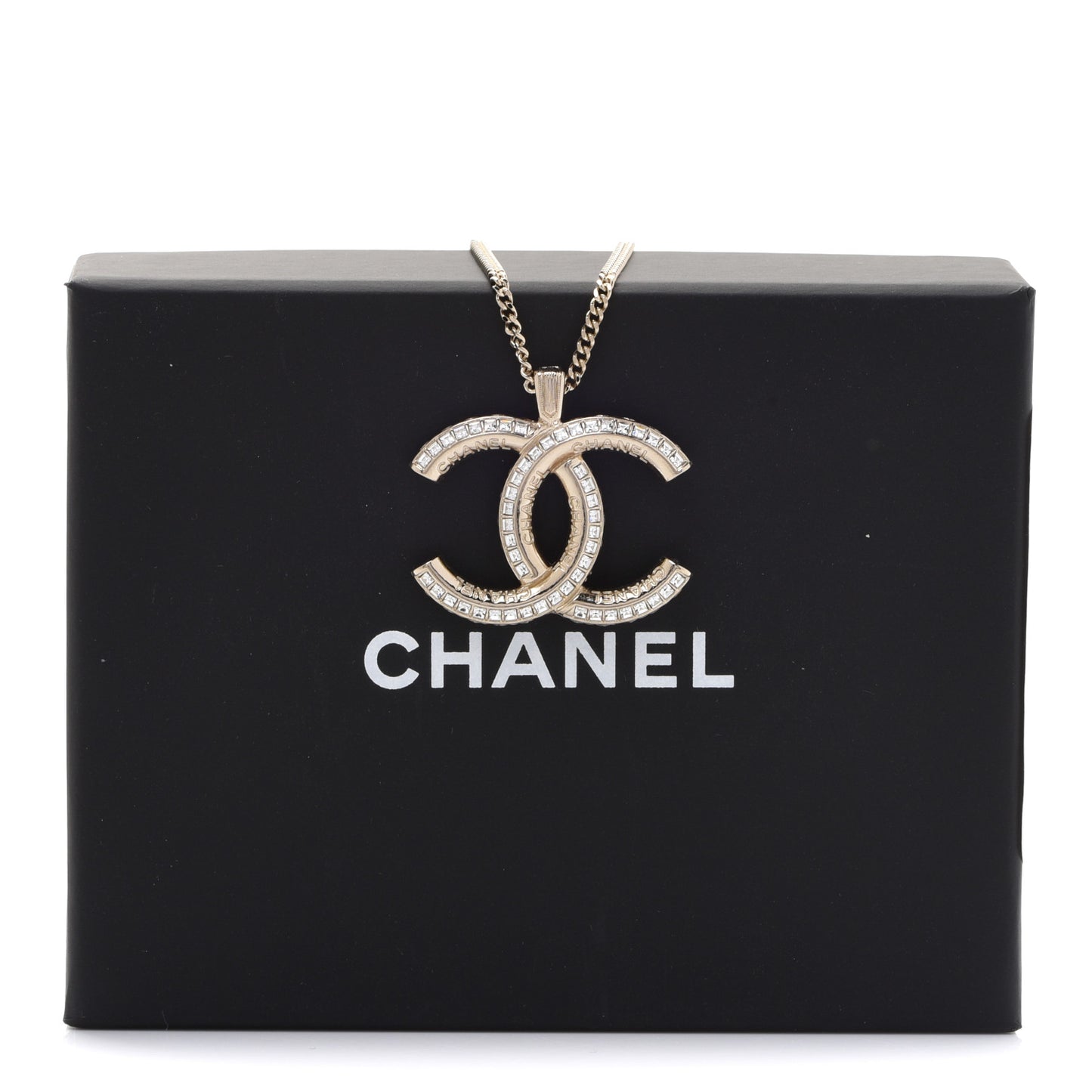 Crystal CC Chain Necklace Gold