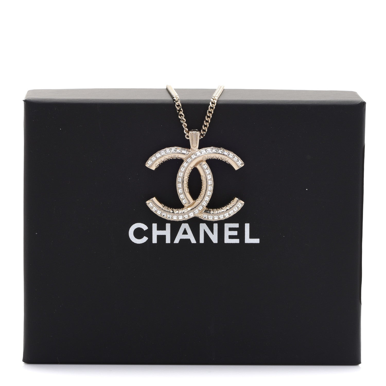 Chanel Crystal CC Chain Necklace Gold 6 of 6