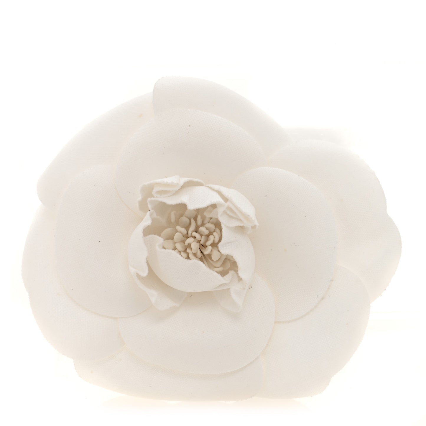 Silk Taffeta Camellia Brooch Pin White