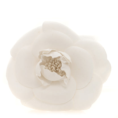 Chanel Silk Taffeta Camellia Brooch Pin White 1 of 4