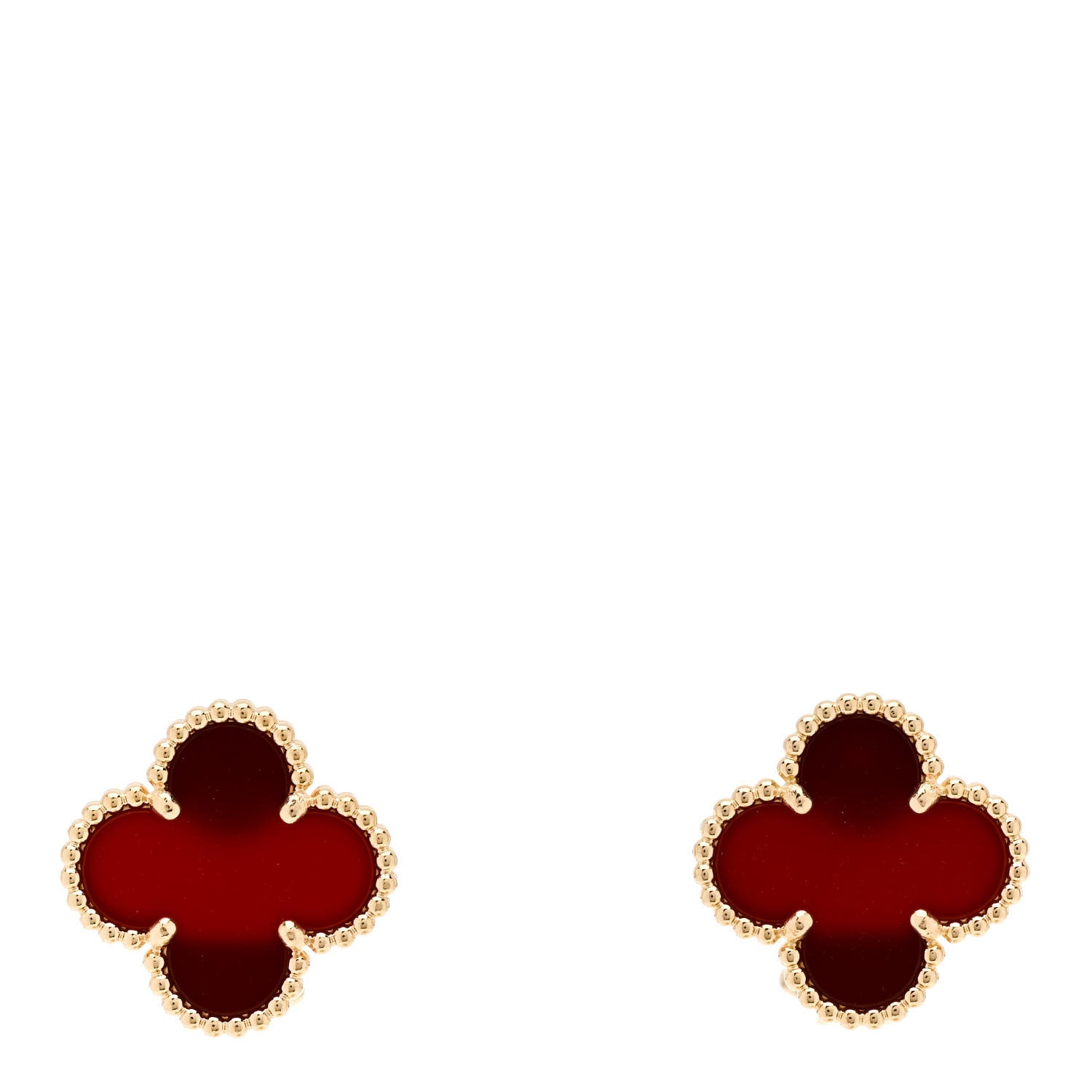 Van Cleef & Arpels VAN CLEEF & ARPELS 18K Yellow Gold Carnelian Vintage Alhambra Earrings 1 of 5