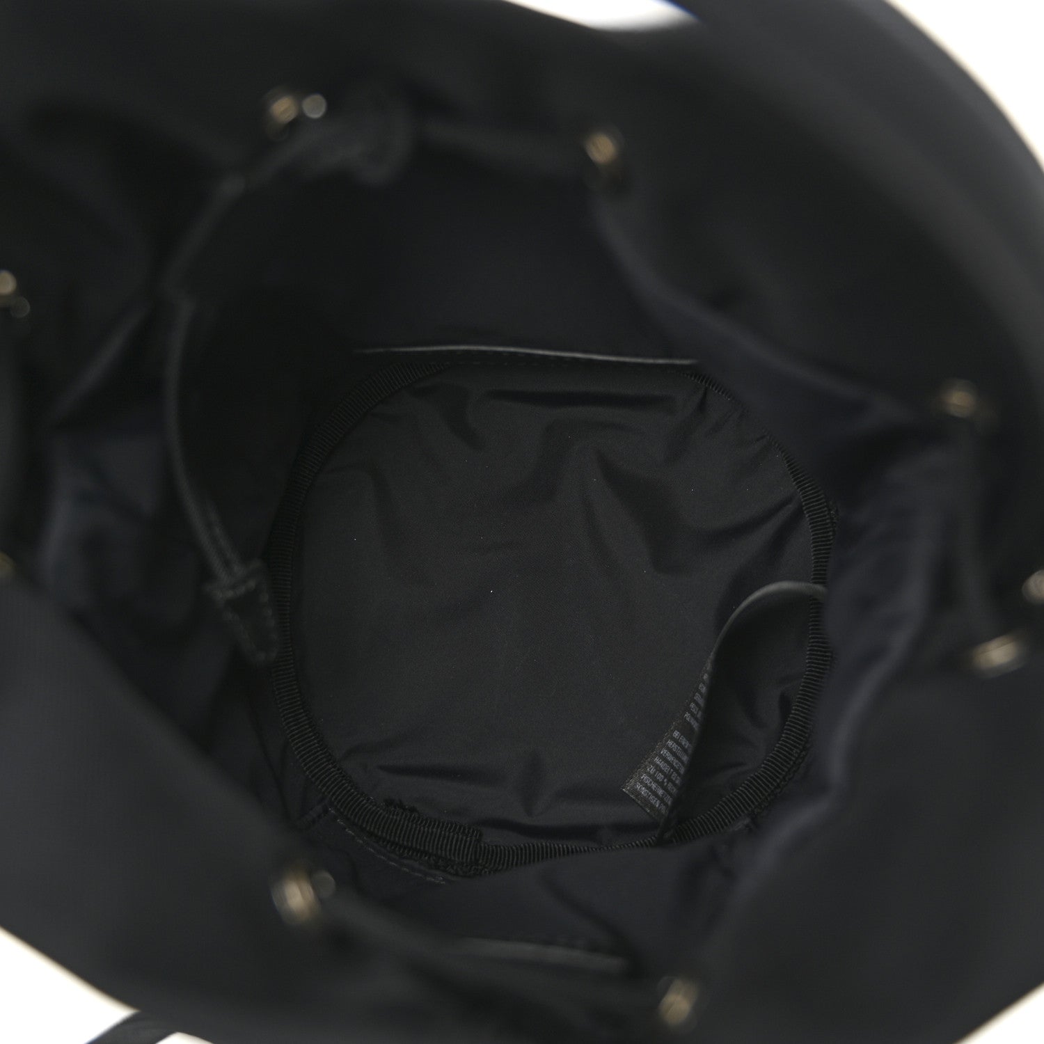 Balenciaga Recycled Sport Nylon Logo Embroidered Wheel Drawstring Bucket Bag Black White Black White 5 of 10