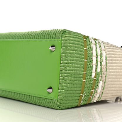 Christian Dior Raffia Medium Lady Dior White Green 6 of 11
