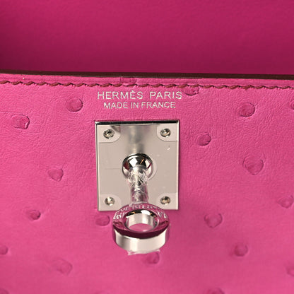Hermes Ostrich Kelly Sellier Mini 20 Rose Pourpre 6 of 10