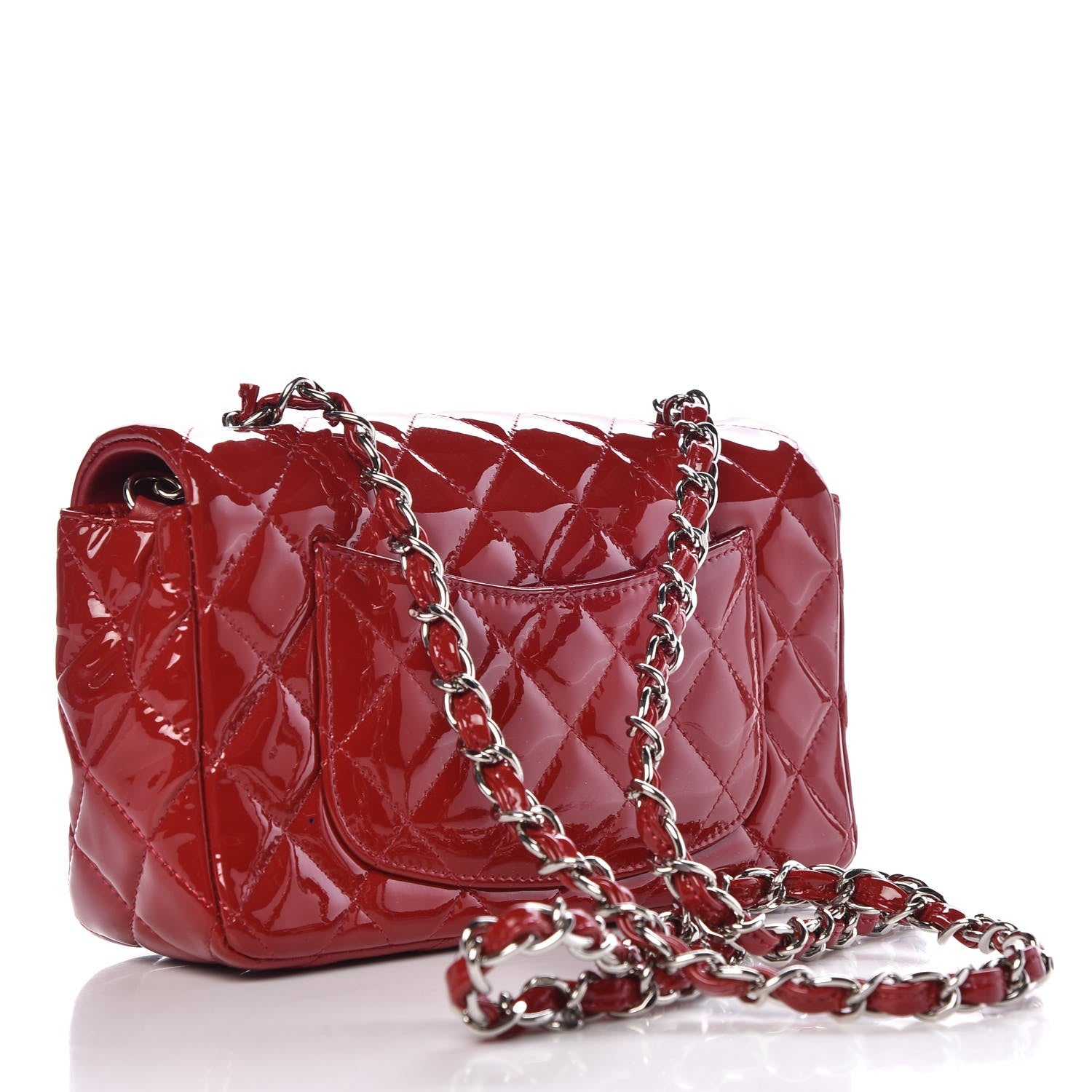 Chanel Patent Calfskin Quilted Mini Rectangular Flap Red 3 of 8