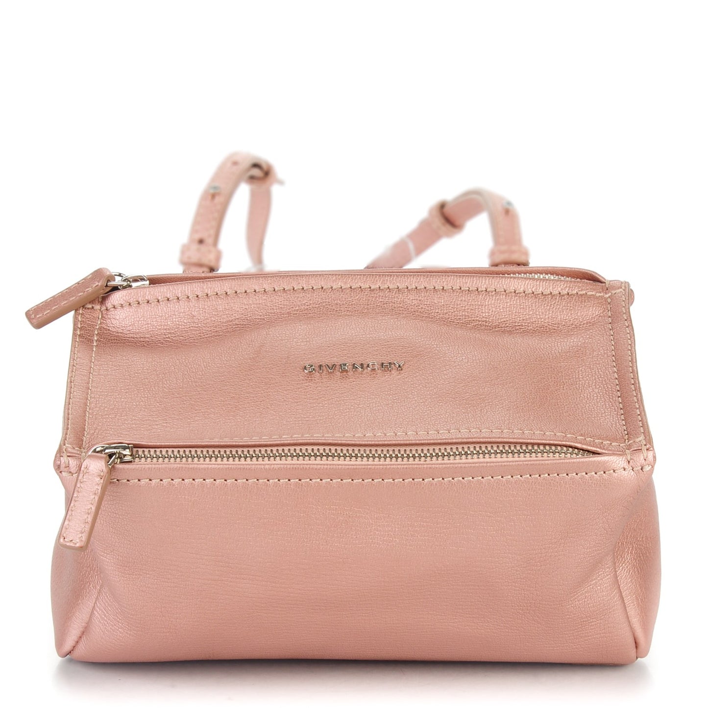 Metallic Calfskin Mini Pandora Champagne