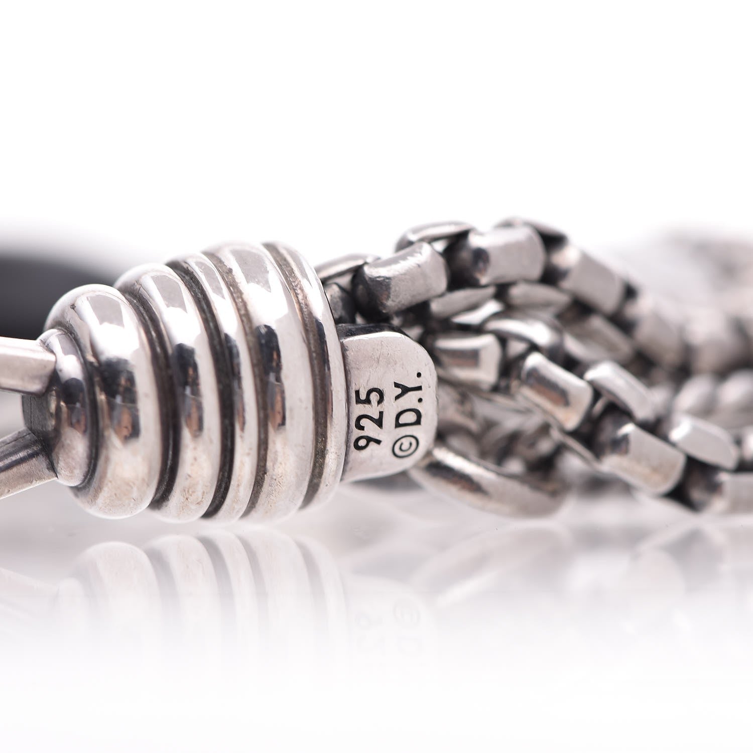 David Yurman Sterling Silver Pearl Onyx Quartz Multi Strand Bracelet 4 of 10