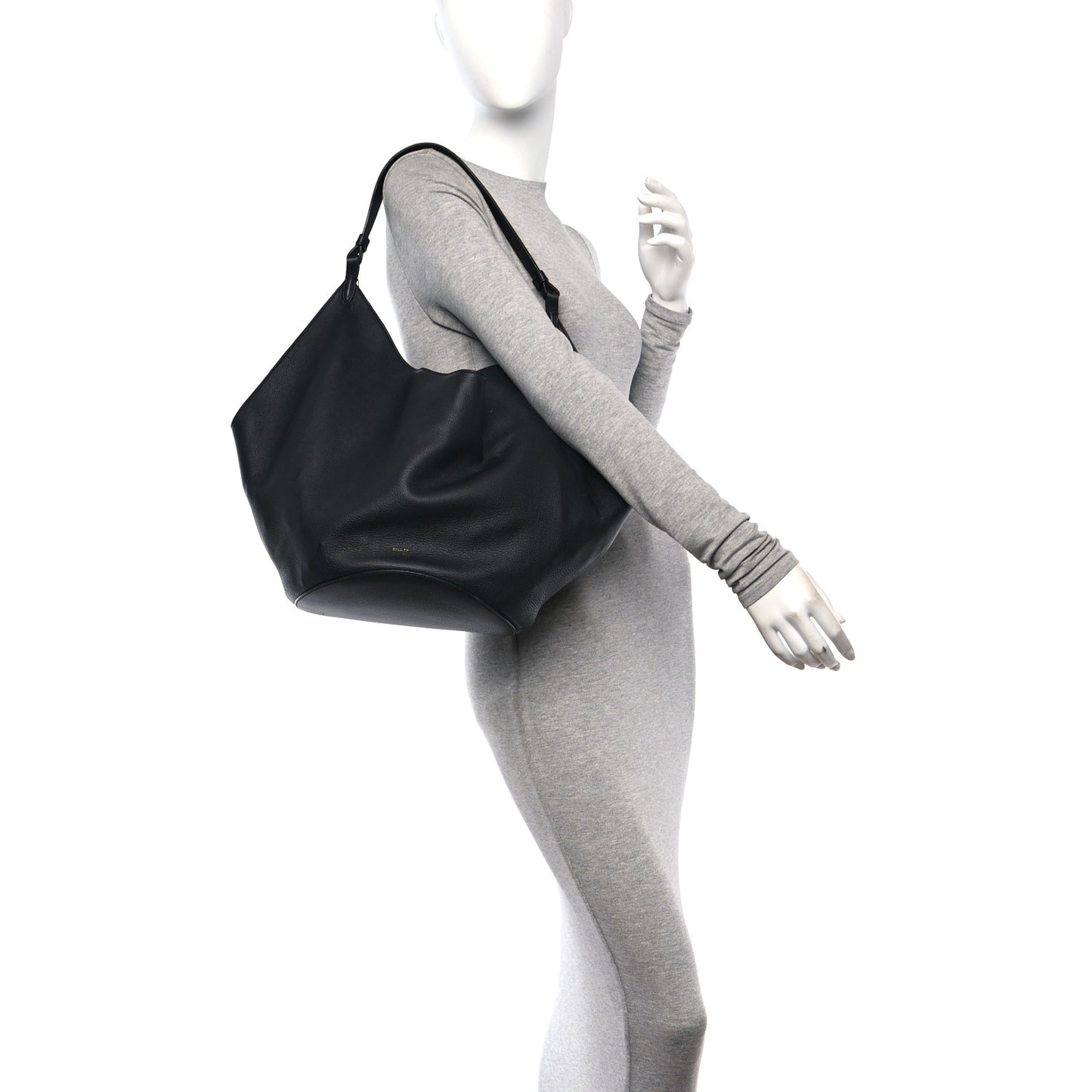 Pebbled Sport Calfskin Medium Lotus Tote Black